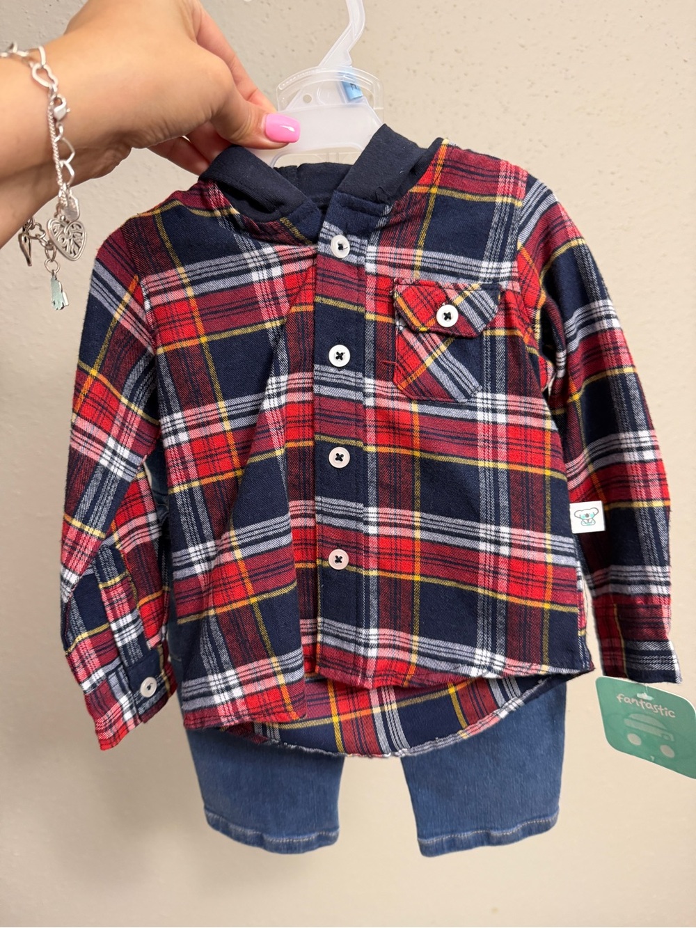 Toddler Plaid Button-Down Shirt - Red & Navy